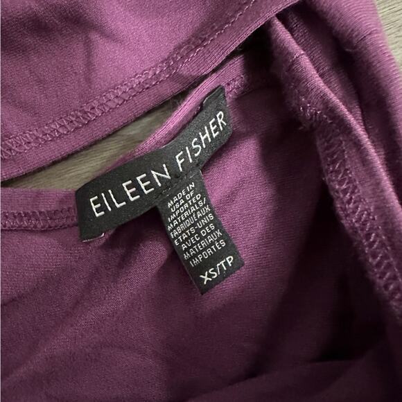 Eileen Fisher Purple Bateau Neck Twist Back Shift Jersey Stretch Dress Size XS - Picture 7 of 10